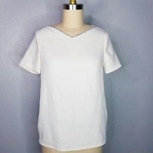 Maje jewel neckline blouse size 1 small white